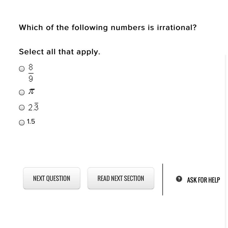 Which of the following numbers is irrational?-example-1