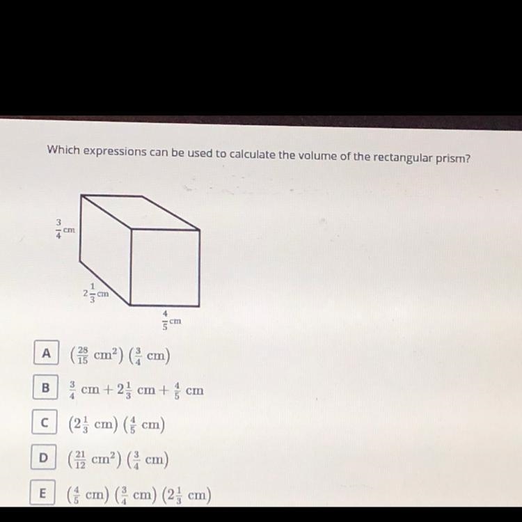 Witch expressions can be used to calculate the volume of the rectangular prism-example-1