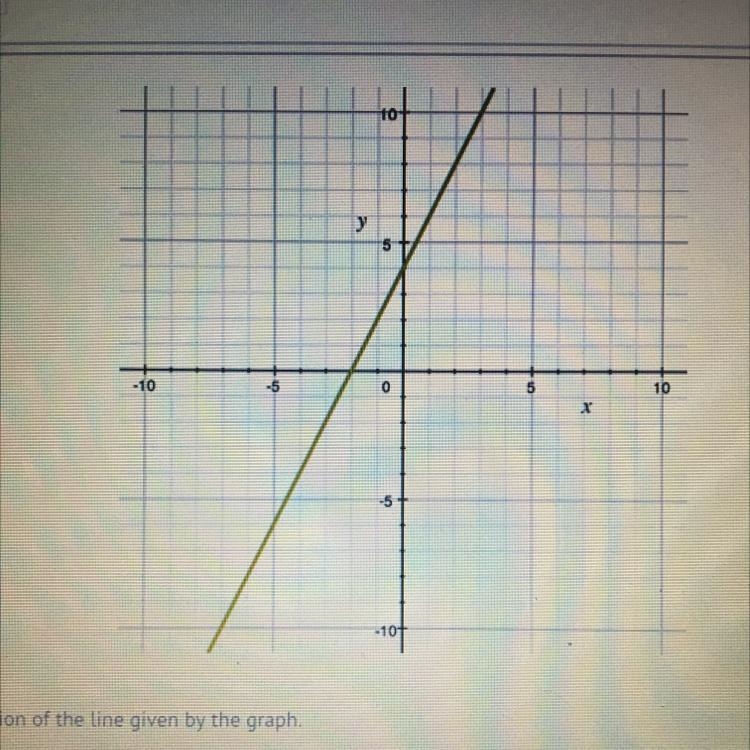 Determine the equation of the line given by the graph A) y=2x+4 B) y=4x+2 C) y=1/2x-example-1