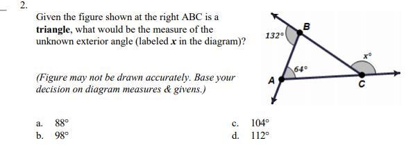 Given the figure shown at the right ABC is a triangle, what would be the measure of-example-1