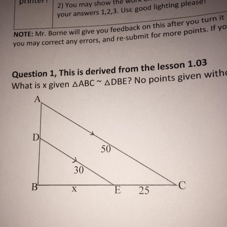 What is x given triangleABC ~triangleDBE?-example-1