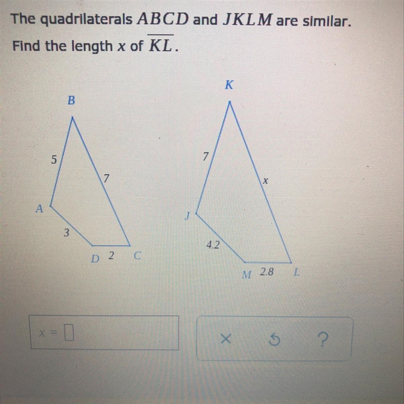 Please help, x = ? thank you!-example-1