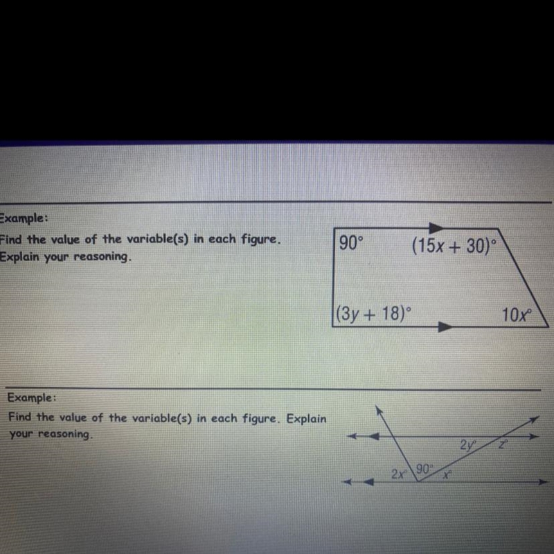 Find the value of the variables in each figure. Explain your reasoning.-example-1