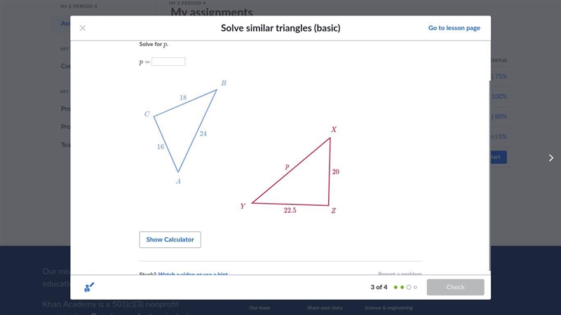 Triangle abc is similar to triangle xyz, solve for plebs-example-1