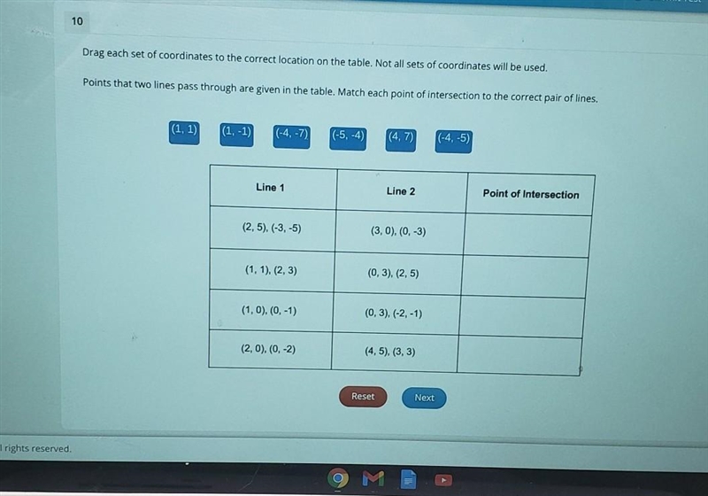 HELP drag each set of coordinates to the correct location on the table not all sets-example-1