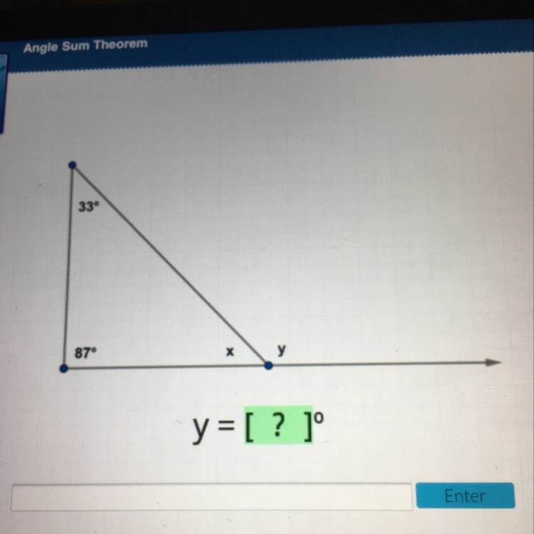 33° 87° х у y = [ ? 10 Enter-example-1