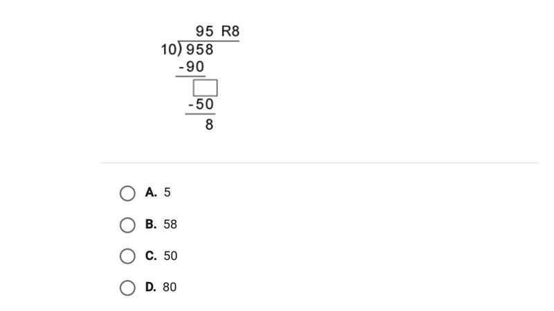 What is the missing number in the solution to 958 ÷ 10?-example-1