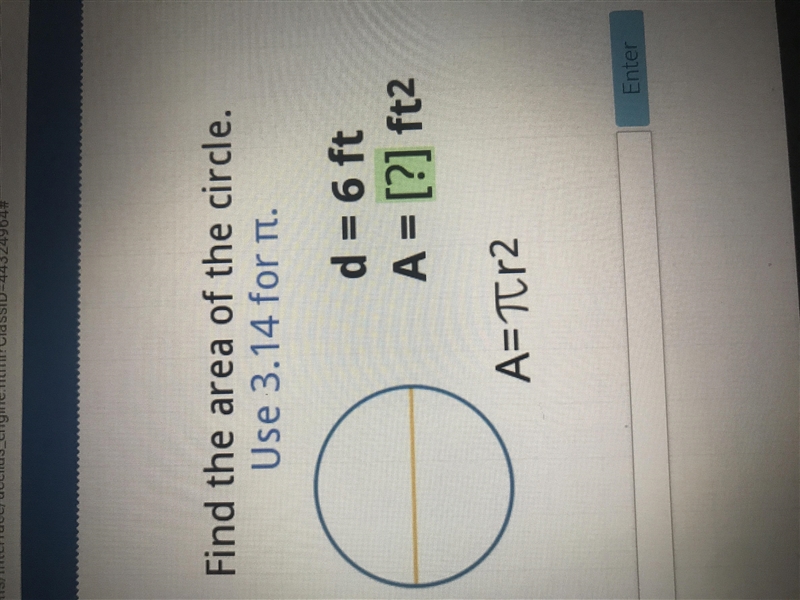 Find the area of a circle-example-1