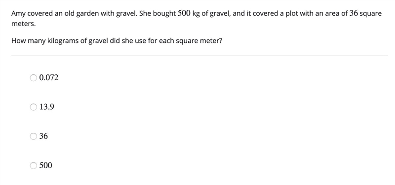 Unit 5. 18) Amy covered an old garden with gravel. She bought 500 kg of gravel, and-example-1