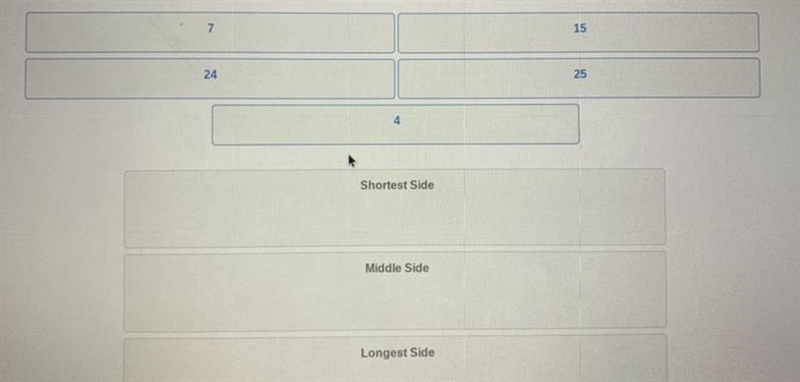 Choose 3 side lengths that would create a right triangle in order from shortest to-example-1