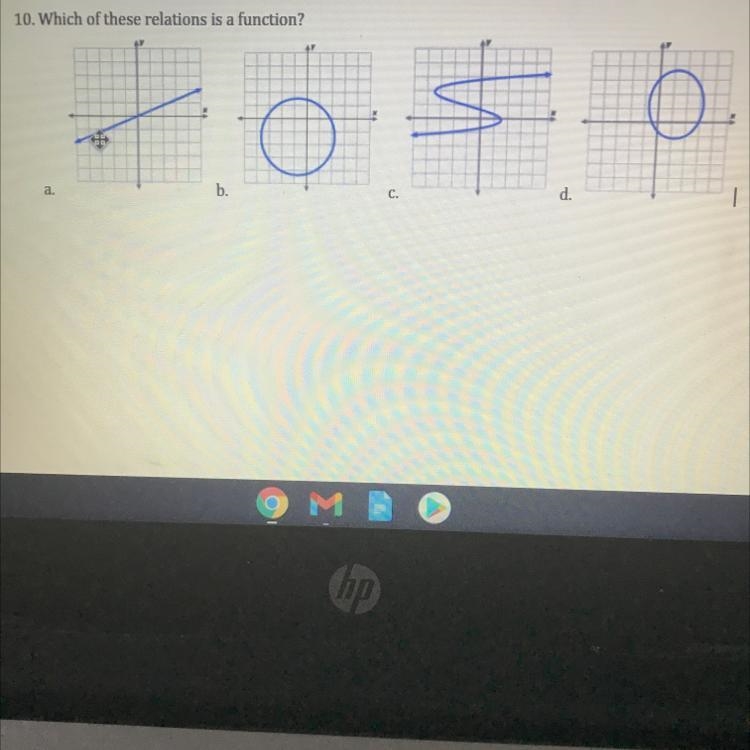 10. Which of these relations is a function?-example-1