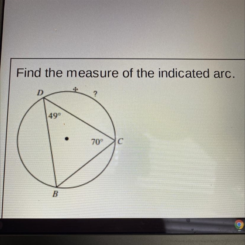 Find the measure of the indicated arc.-example-1