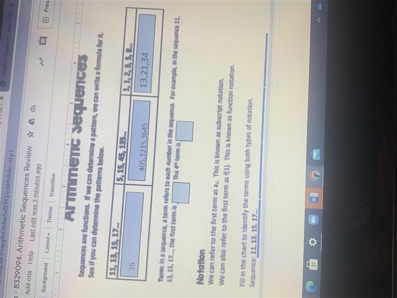 In the sequence 11, 13,15,17 the first term is and the 4th term is ? PLS HELP-example-1