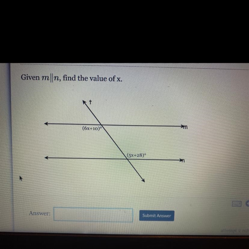 I just need someone to explain please Given m|n, find the value of x. t (6x+10) (5x-example-1