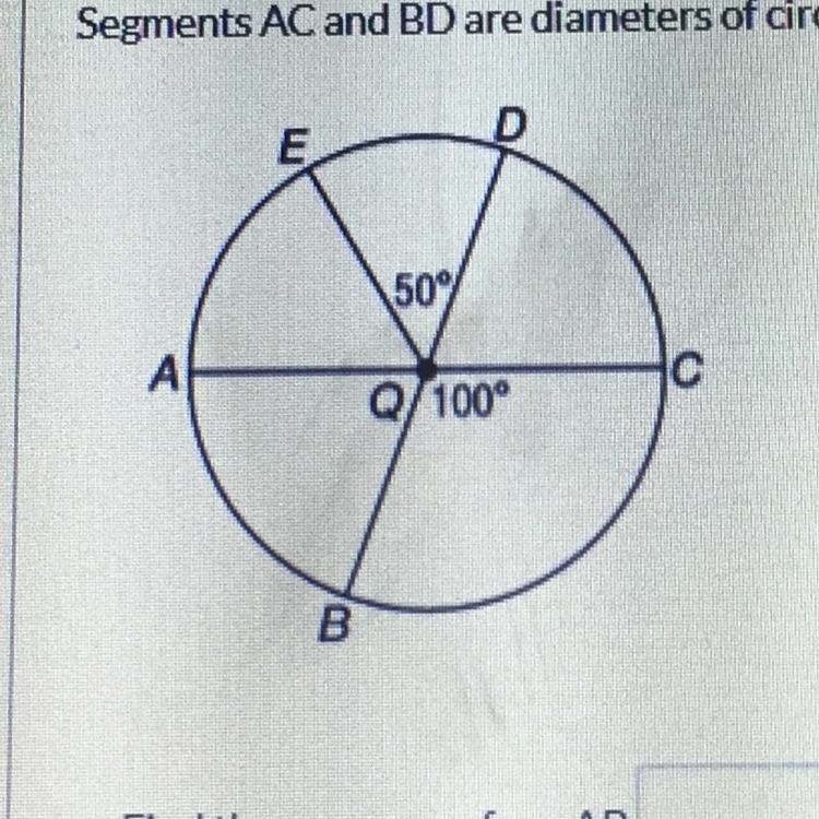 Question Segments AC and BD are diameters of circle Q. a. Find the measure of arc-example-1