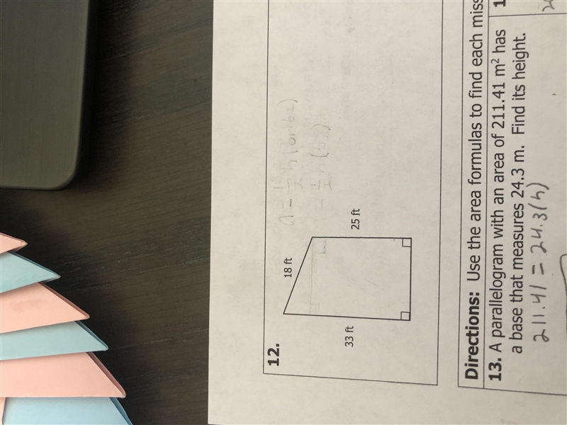 Pleaseeeee help me with number 12!!! i’m supposed to find the area of the trapezoid-example-1