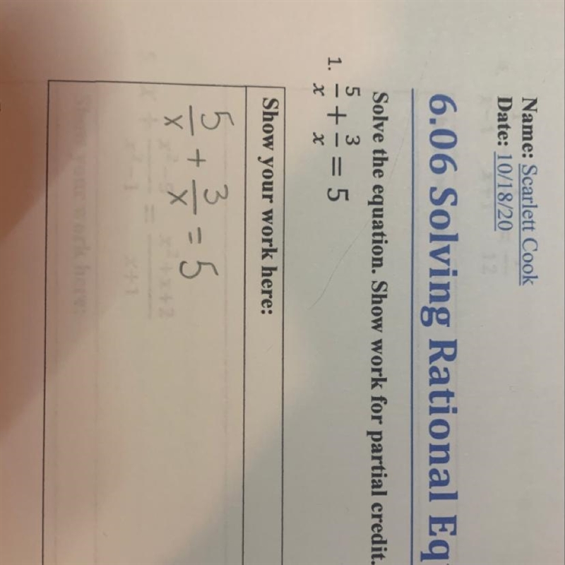 Solve the equation. Show work for partial credit.-example-1