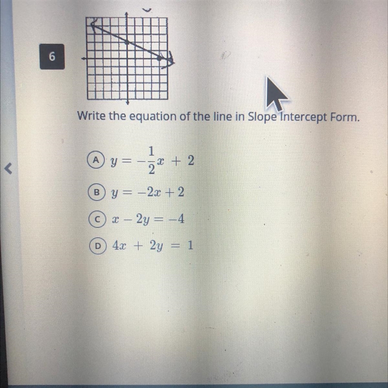 Write the equation of the line in Slope Intercept Form.-example-1