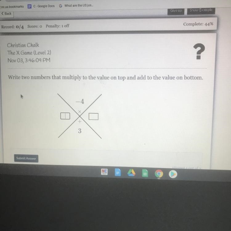 Write two number that multiply to the value on to and add to the value on bottom-example-1