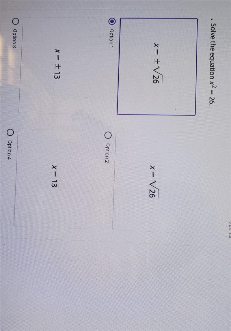 Solve the equation x^2 = 26 ​-example-1