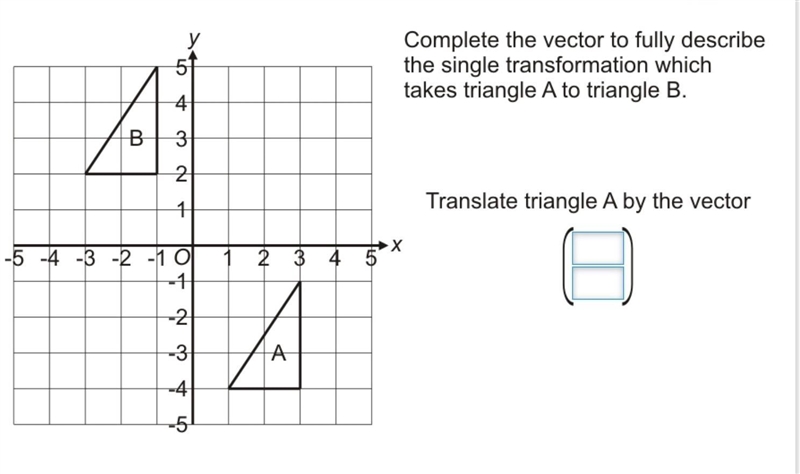 The vector to fully describe the single transformation which takes triangle A to triangle-example-1