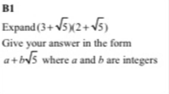 Expand (3+√5)(2+√5) Give your answer in the form a+b√5 where a and b are integers-example-1