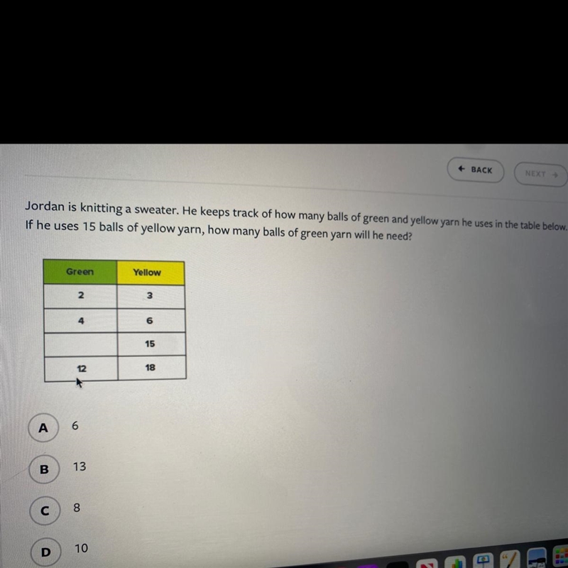 Jordan is knitting a sweater. He keeps track of how many balls of green and yellow-example-1