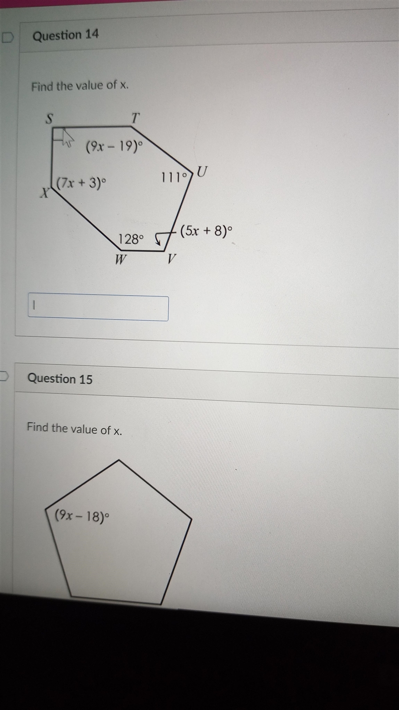 Find the value of x. 14 and 15-example-1