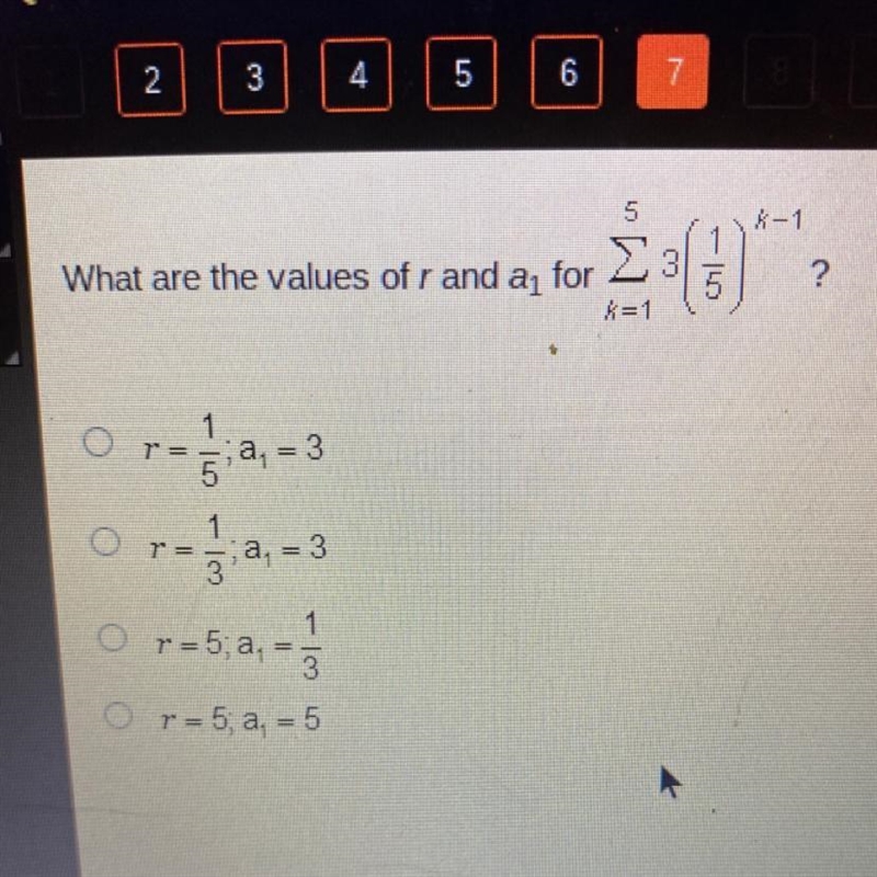 What are the values of r and a1 for-example-1