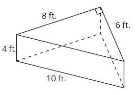 A wedge of cheese in the shape of a triangular prism is shown below. ​Find the surface-example-1