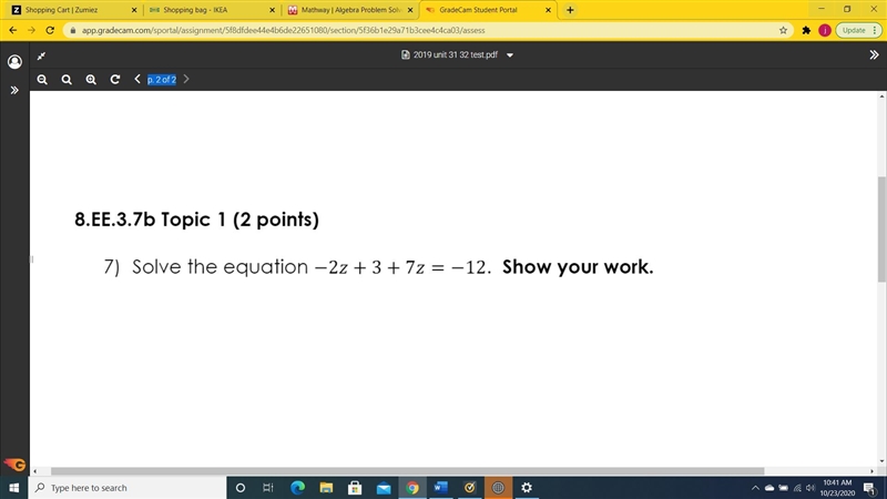 Solve for z and show your work please<3-example-1