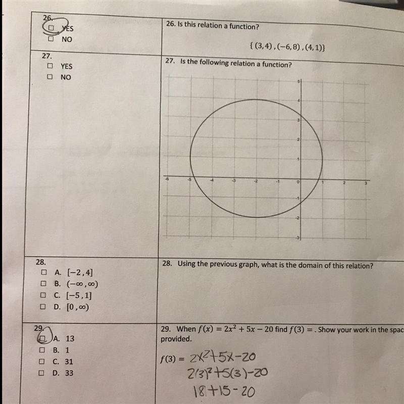 27. Is the following relation a function? D YES NO 28. 28. Using the previous graph-example-1