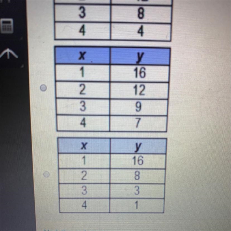 Witch table shows exponential decay-example-1