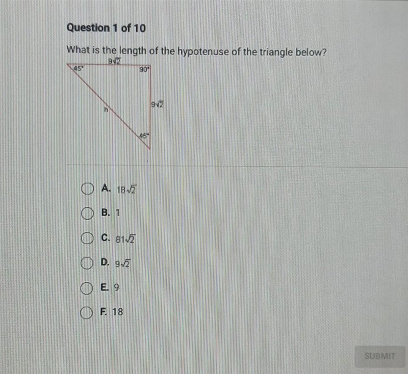 What is the length of the hypotenuse of the triangle below​-example-1