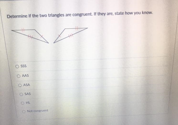 Determine if the two triangles are congruent-example-1