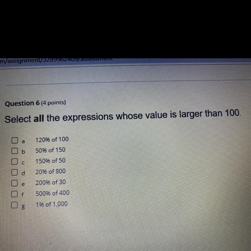 Select all the expressions whose value is larger than 100.-example-1