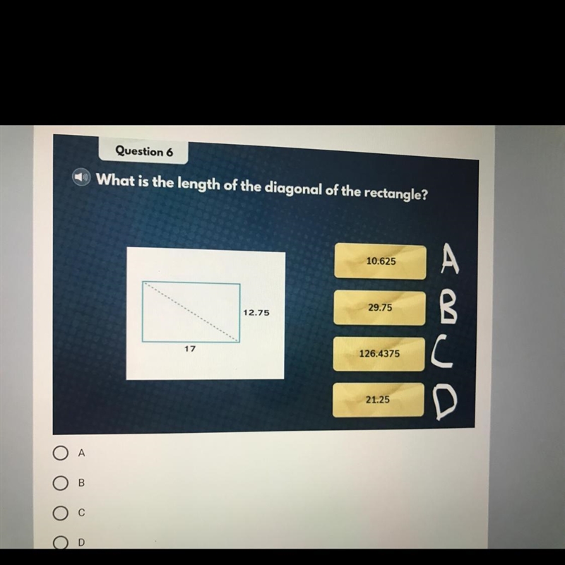 What is the length of the diagonal rectangle-example-1