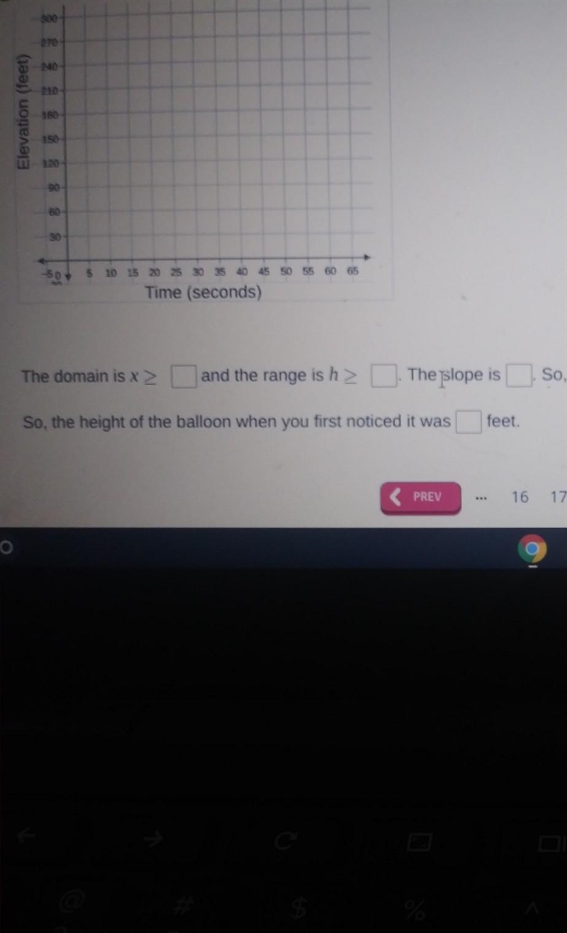 you notice a hot air balloon is sending the elevation H in feet of the balloon is-example-1