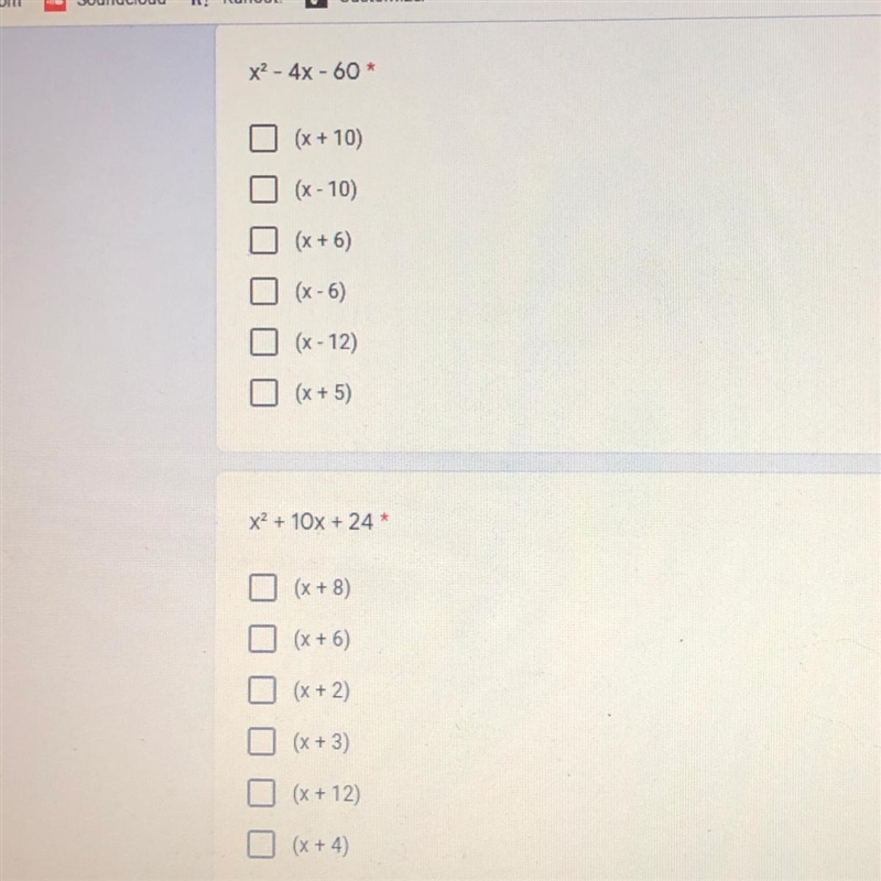 Factoring trinomials Select two for each-example-1