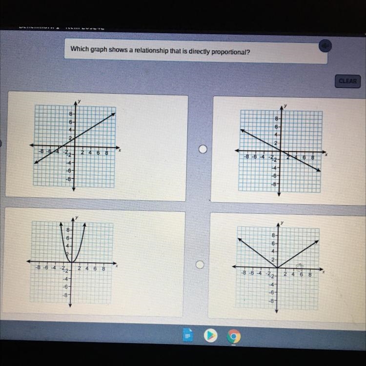 Which grach shows a relationship that is directly proportional? Plz hurry-example-1