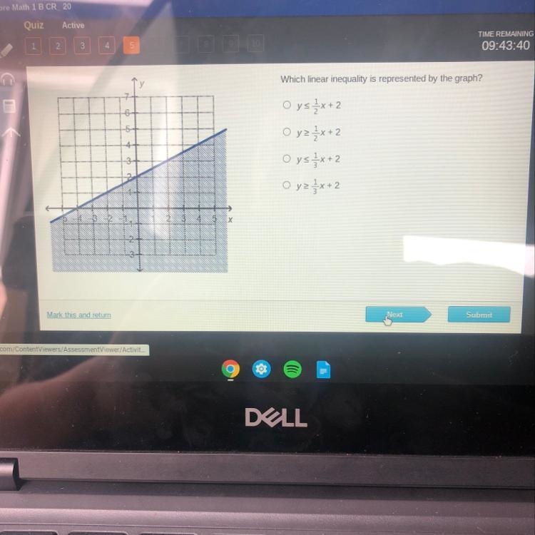 Which linear inequality is represented by the graph-example-1