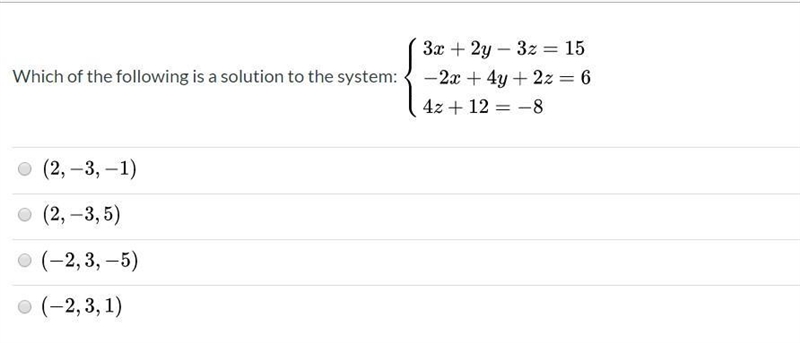 Which of the following is a solution to the system?-example-1