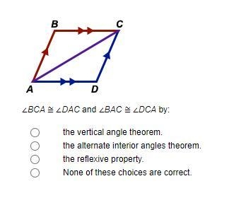 ∠BCA ≅ ∠DAC and ∠BAC ≅ ∠DCA by-example-1