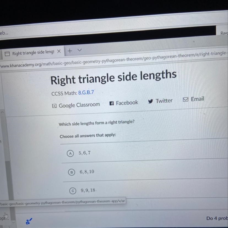 What side lengths form a right triangle-example-1