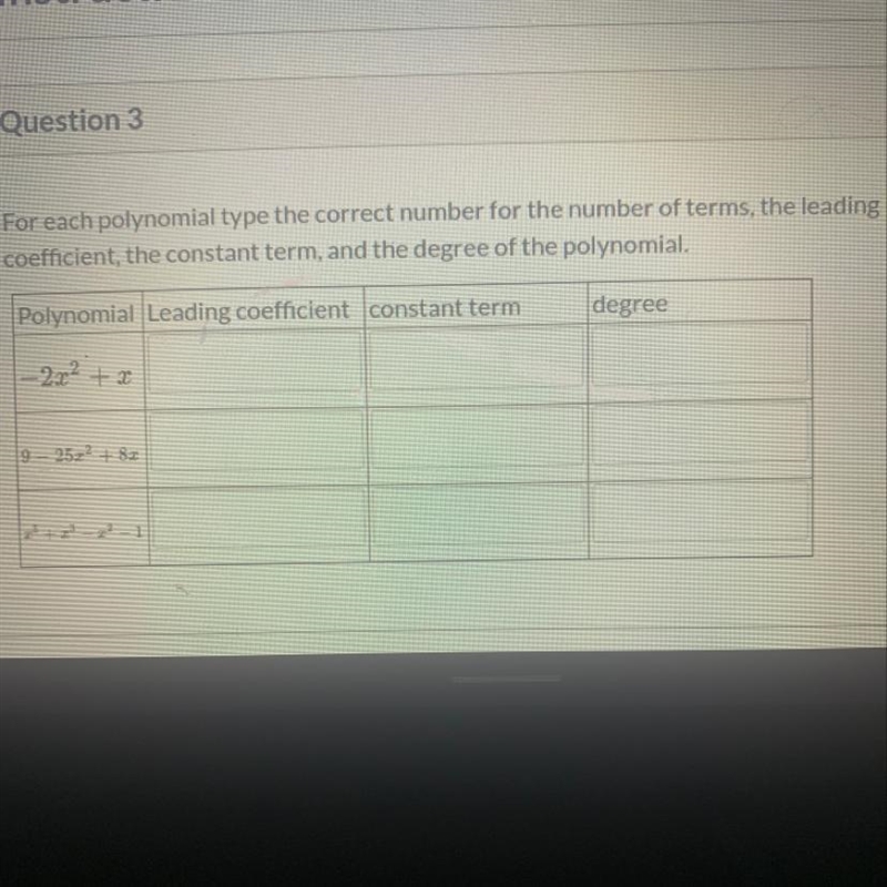 I need help ASAP -2x^2+x 9-25x^2+8x X^5+x^3-x^2-1-example-1