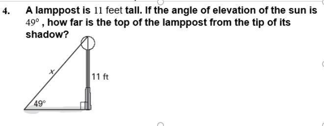 How far is the top of the lampost from the tip of its shadow?-example-1