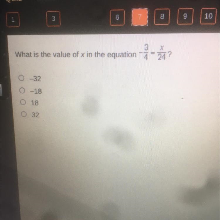 What is the value of x in the equation - - *? 0 32 18 18 0 32-example-1