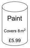 This rectangular wall is to be painted. Paint is sold in tins. How much does it cost-example-2