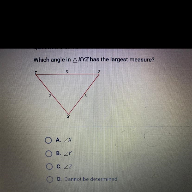 Which angle in XYZ has the largest measure?-example-1