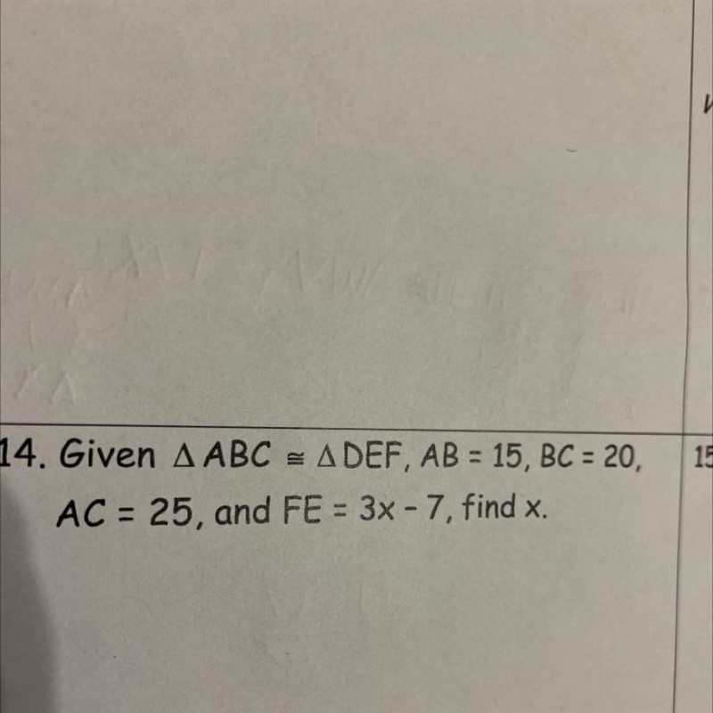 Give triangle abc is congruent to triangle def find x-example-1